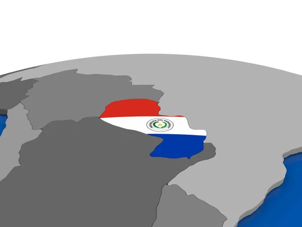 Paraguay on 3D globe — Zdjęcie stockowe