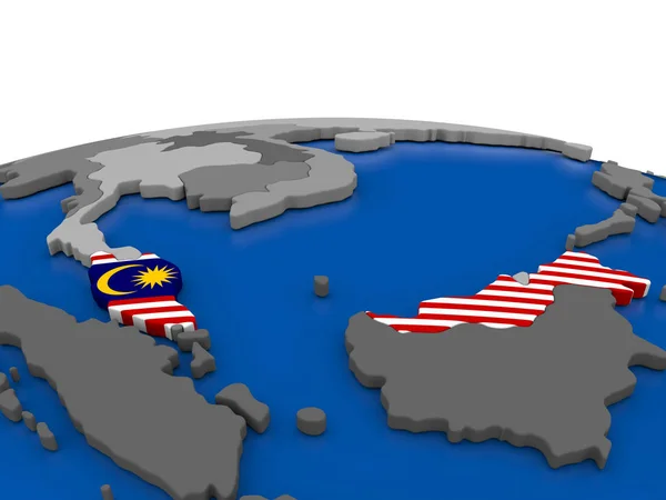 3 d 地球儀上のマレーシア — ストック写真
