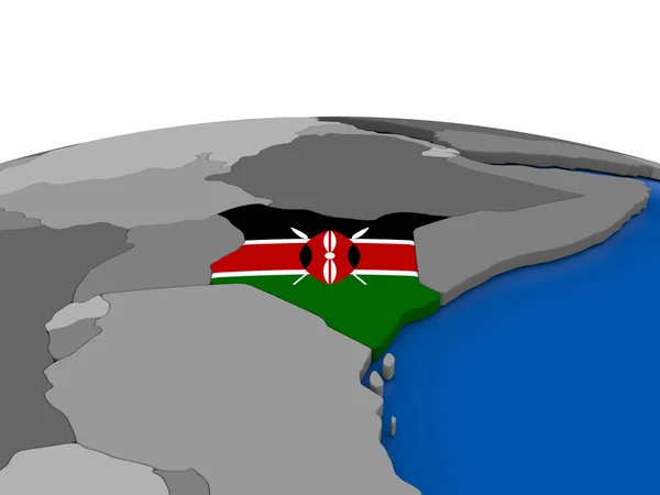 Quênia em 3D globo — Fotografia de Stock