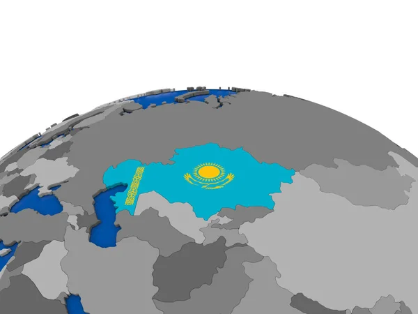 Kazakhstan on 3D globe — ストック写真