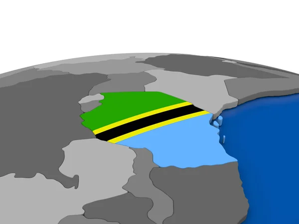 Tanzânia em 3D globo — Fotografia de Stock