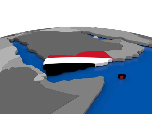 Yemen on 3D globe — Stock Photo, Image