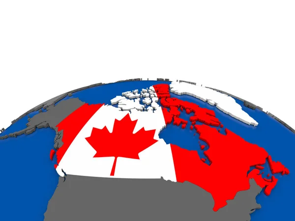 Canada on 3D globe — Stock fotografie