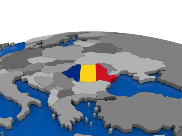Rumänien på 3d-klot — Stockfoto