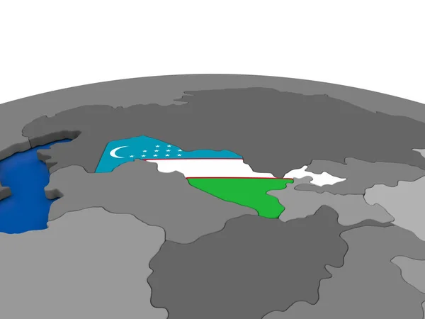 Oezbekistan op de 3d bol — Stockfoto