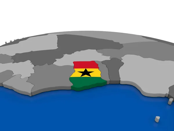 Ghana on 3D globe — Stock Photo, Image