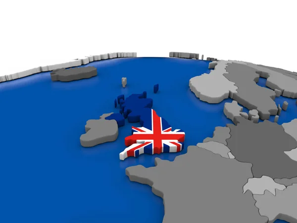 Verenigd Koninkrijk over 3d globe — Stockfoto