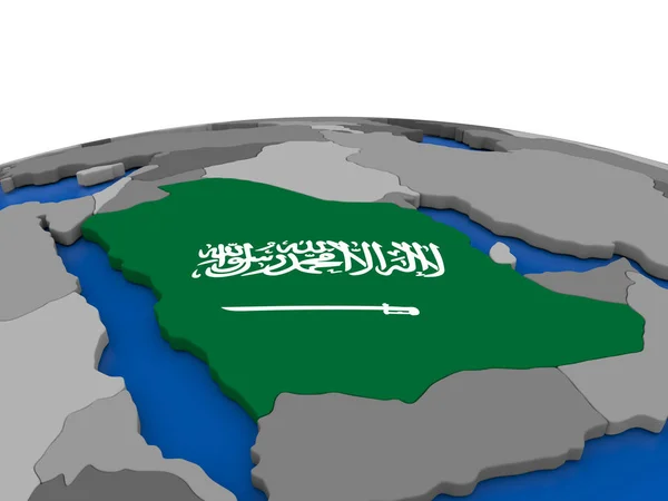 Saudi arabien auf 3d globus — Stockfoto