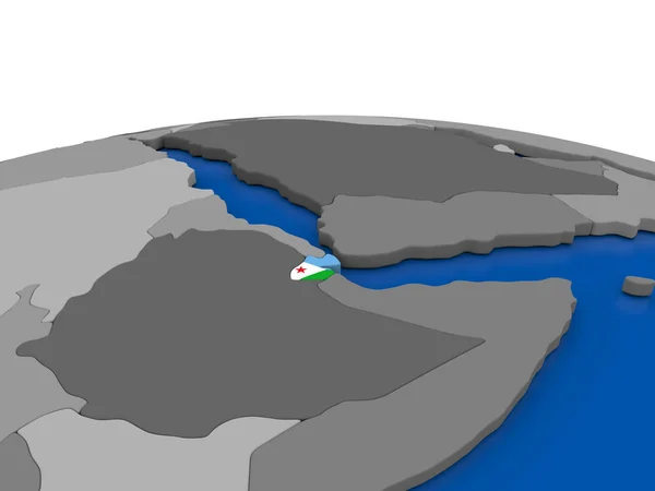 Djibouti on 3D globe — 图库照片
