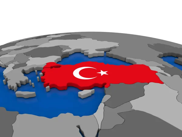 Turecko na 3d zeměkouli — Stock fotografie