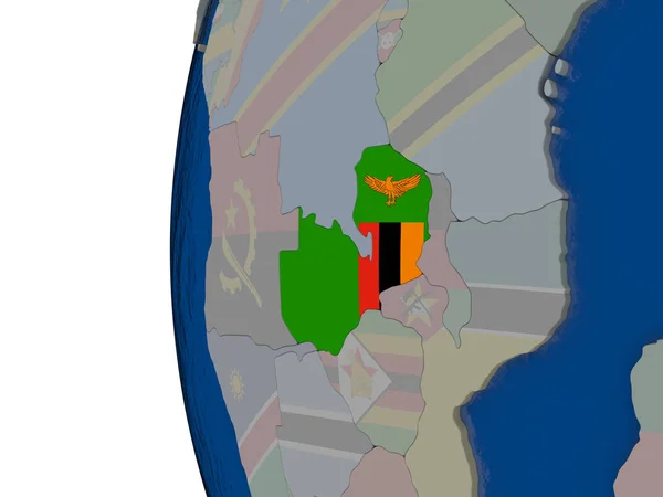 Zambie s státní vlajka — Stock fotografie
