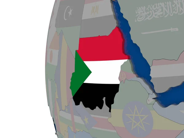 Sudan mit Nationalflagge — Stockfoto