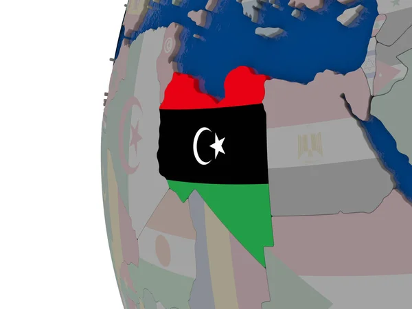 Libya with national flag — Stock Photo, Image