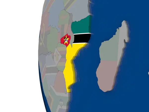 Moçambique med flagga — Stockfoto