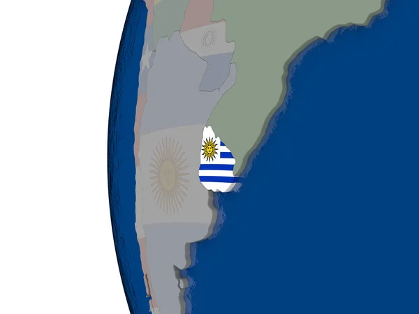 Uruguay avec drapeau national — Photo