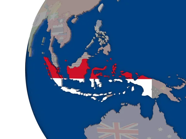 Indonesien med flagga — Stockfoto