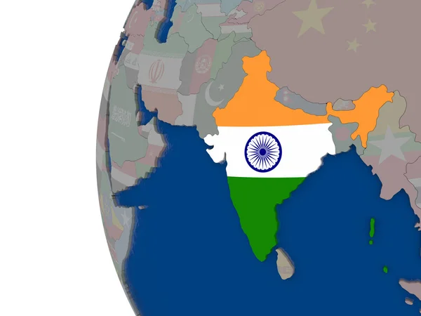 Índia com bandeira nacional — Fotografia de Stock