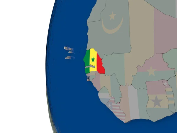 Sénégal avec drapeau national — Photo