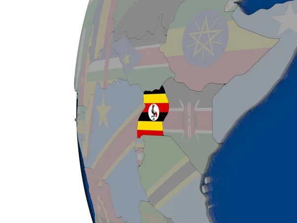 Uganda con bandera nacional —  Fotos de Stock