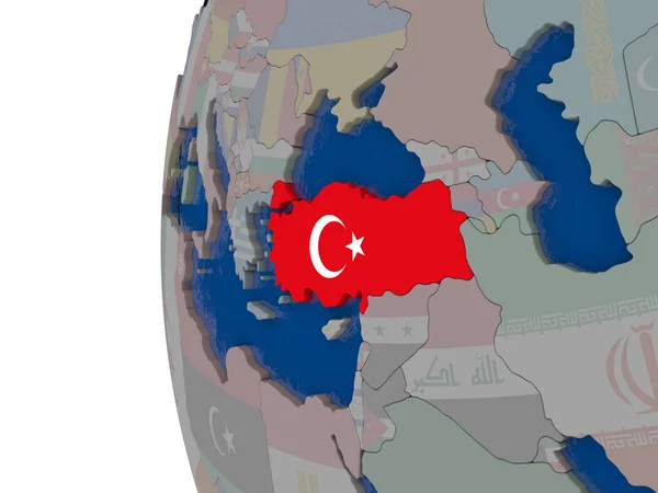 Turquie avec drapeau national — Photo