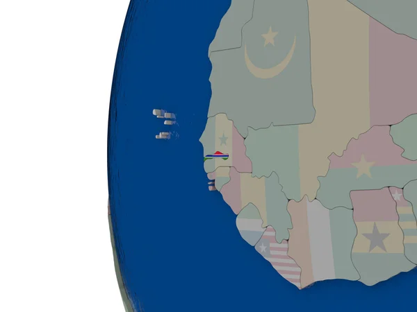 Gambia mit Nationalflagge — Stockfoto