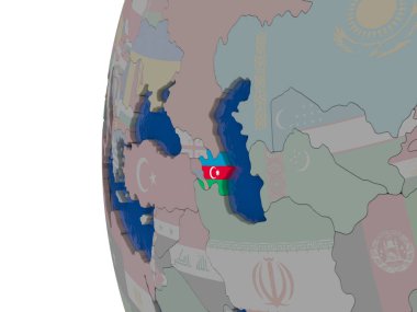 Azerbaycan ulusal bayrak ile