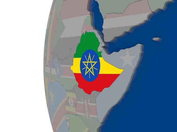 Эфиопия с национальным флагом — стоковое фото