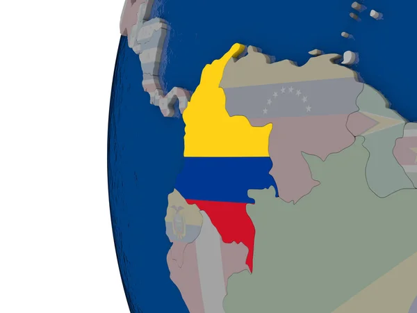 Колумбия с национальным флагом — стоковое фото