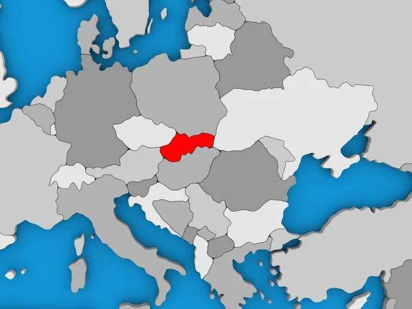 Словакия в красном на земном шаре — стоковое фото