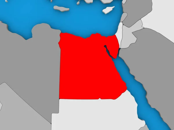 Egito em vermelho no globo — Fotografia de Stock