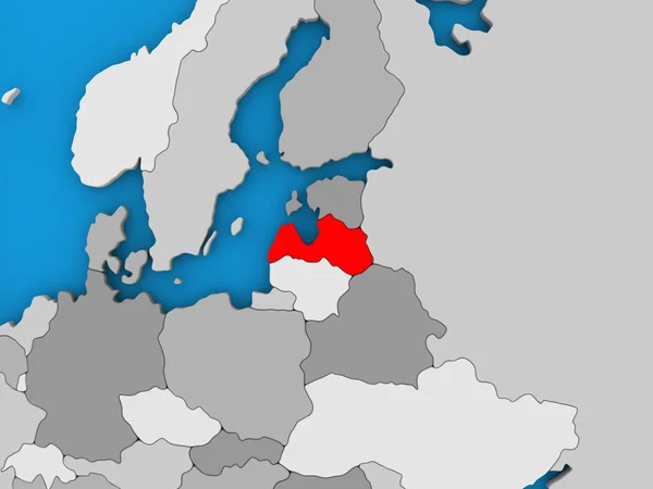 Letonia en rojo sobre globo —  Fotos de Stock