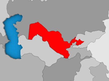 Özbekistan kırmızı küre üzerinde