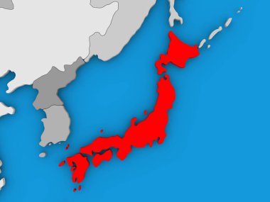 Kırmızı küre üzerinde Japonya