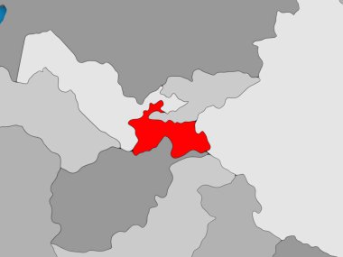 Tacikistan kırmızı küre üzerinde