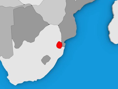 Svaziland kırmızı küre üzerinde