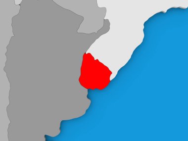 Uruguay kırmızı küre üzerinde
