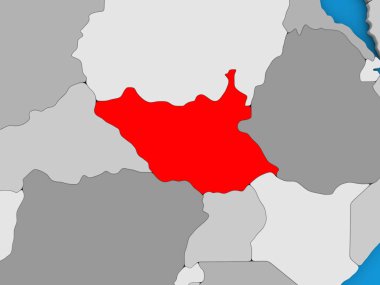 Kırmızı küre üzerinde Güney Sudan