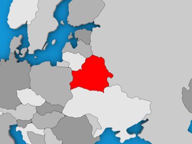 Dünya üzerinde kırmızı Beyaz Rusya