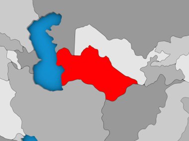 Türkmenistan kırmızı küre üzerinde