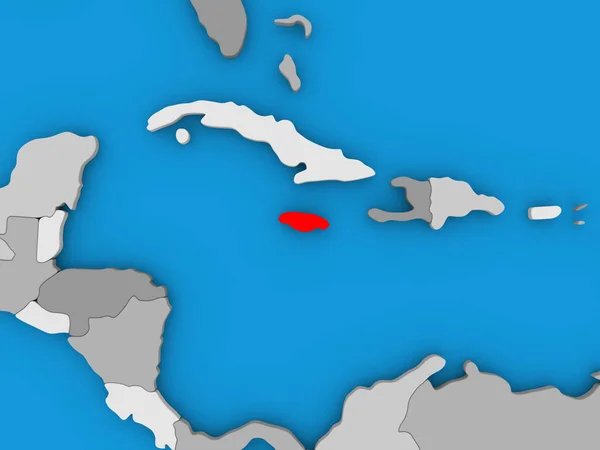 Jamaïque en rouge sur le globe — Photo