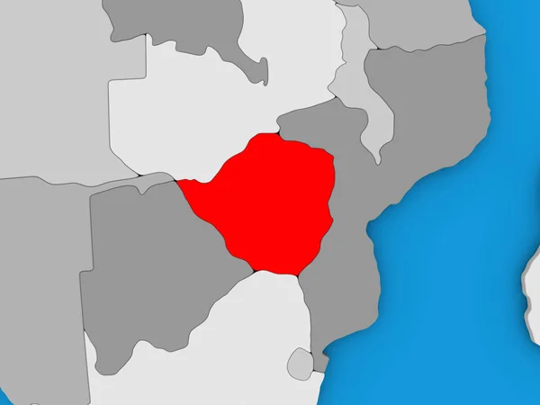 Simbabwe in Rot auf Globus — Stockfoto