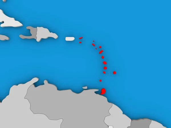 Caribe em vermelho no globo — Fotografia de Stock