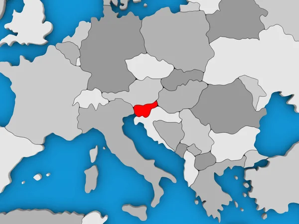 Eslovénia em vermelho no globo — Fotografia de Stock