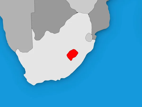 Lesotho in rot auf Globus — Stockfoto