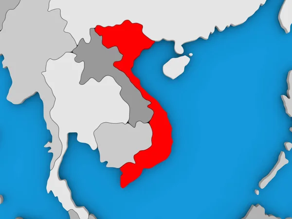 Vietnam in Rot auf Globus — Stockfoto
