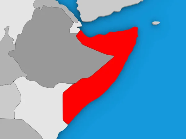 Somalia in rosso sul globo — Foto Stock