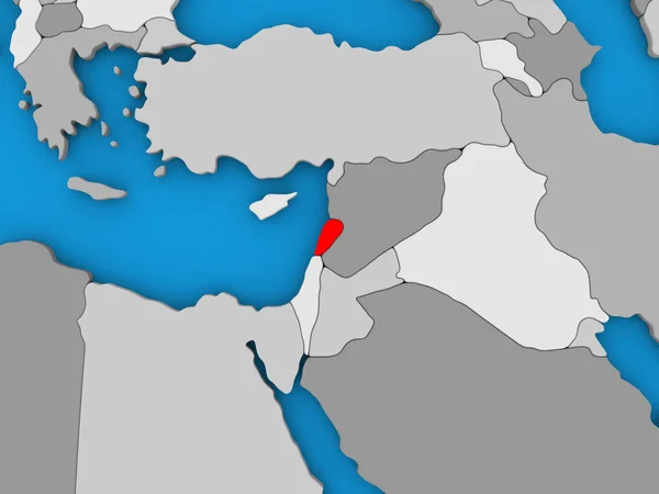 Líbano em vermelho no globo — Fotografia de Stock