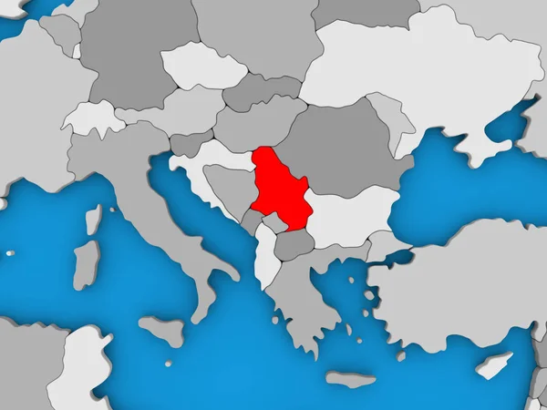 Serbia in Rot auf Globus — Stockfoto