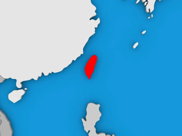 台湾在地球上的红 — 图库照片