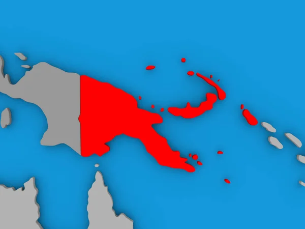 Papua Nuova Guinea in rosso sul globo — Foto Stock